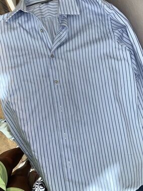 Apt. 9 Light Blue Shirt with Navy Pinstripes